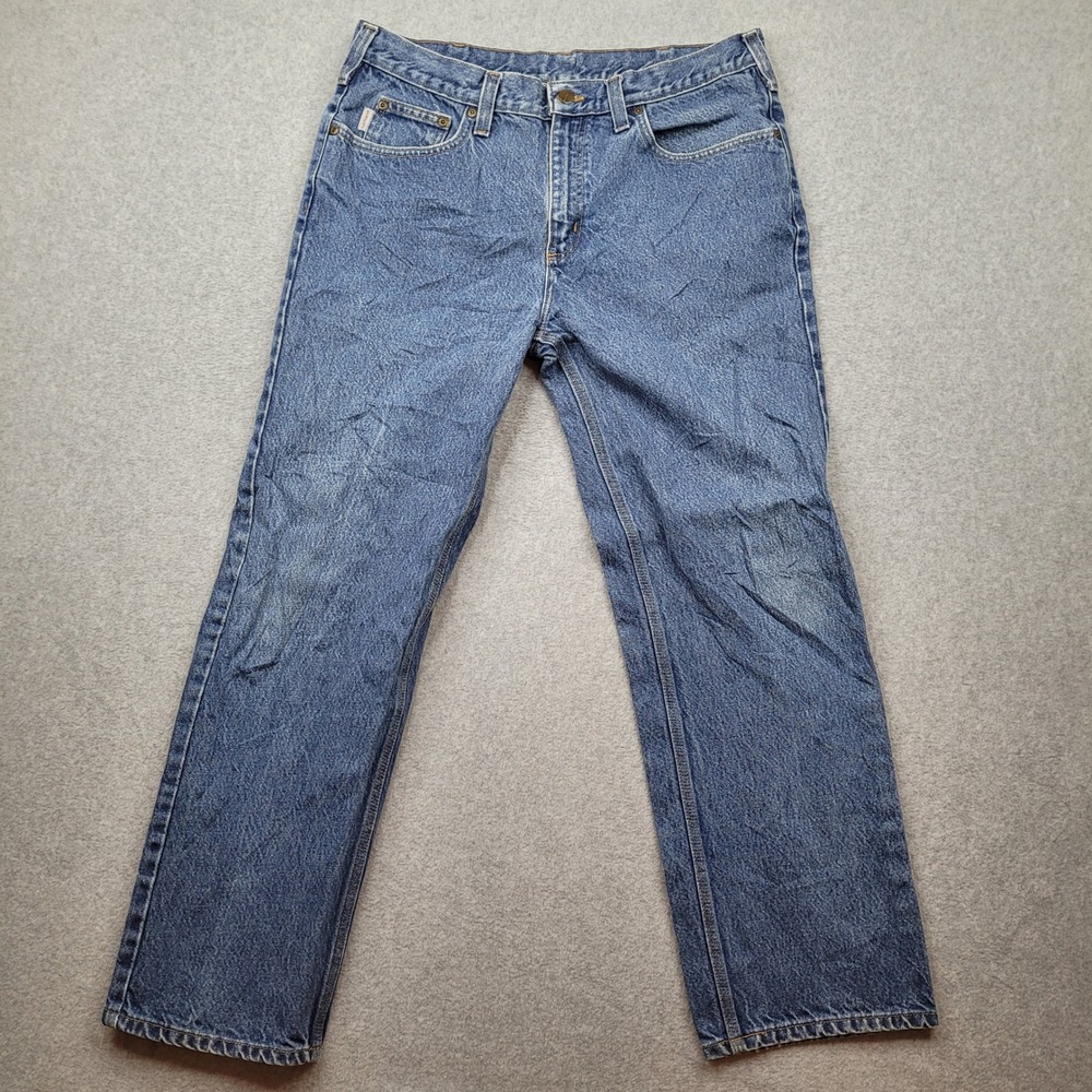 Carhartt Jeans Mens 36x30 Blue Relaxed Fit Denim Work Pants B460 DVB